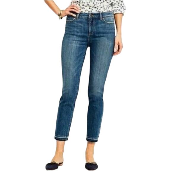 Talbots Women’s Jeans Flawless 5 Pocket Crop Raw Hem Mid Rise Size 4P - Picture 1 of 10